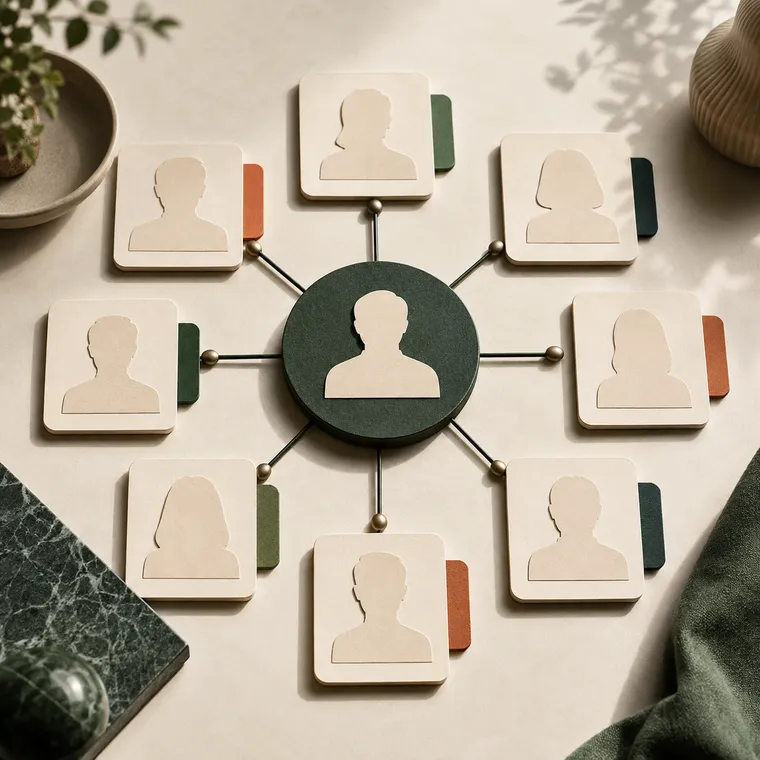 Connected customer profiles representing CRM
