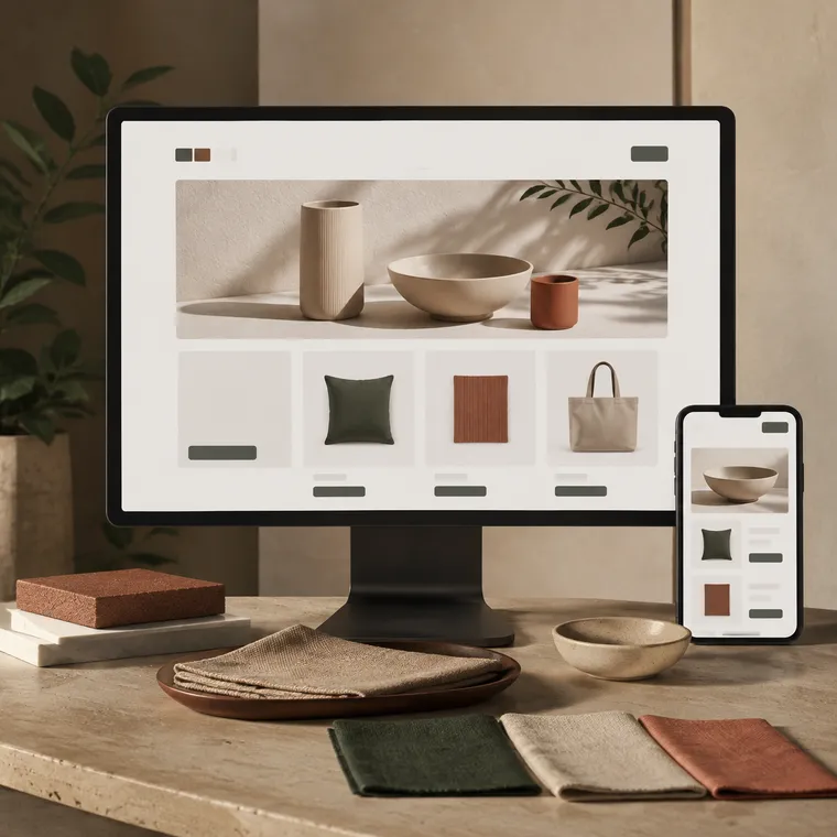 Responsive ecommerce website on desktop and mobile